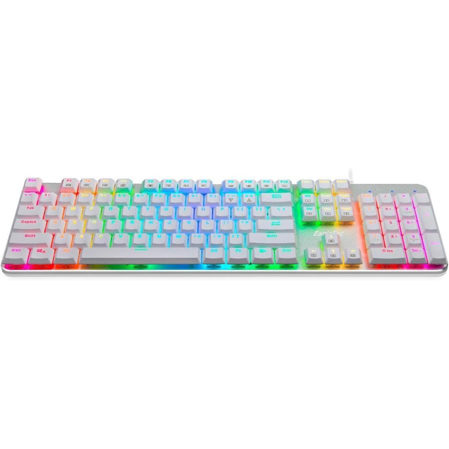 取寄品 EagleTec KG051-BR RGB LEDバックライト付きメカニカルゲーミングキーボード、PCゲーマー用の静かなチェリーブラウンスイッチ付きロープロファイル104 並行輸入