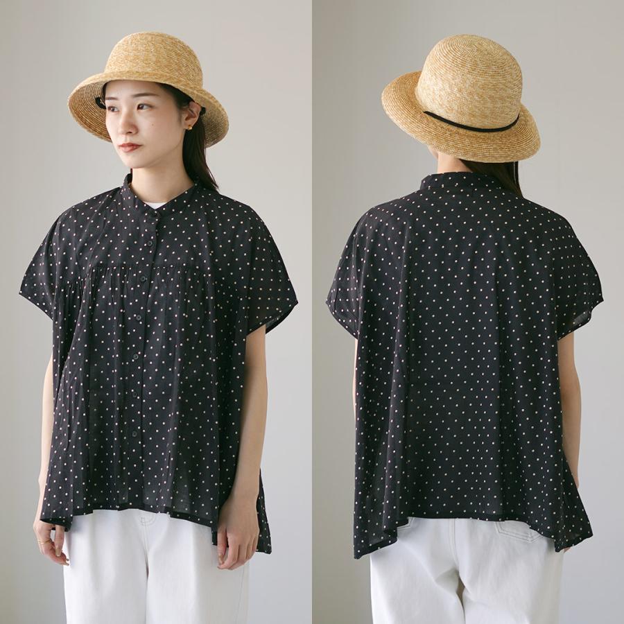 SOIL（ソイル） コットンボイル ドットプリント バンドカラーシャツ