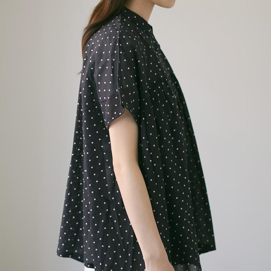 SOIL（ソイル） コットンボイル ドットプリント バンドカラーシャツ