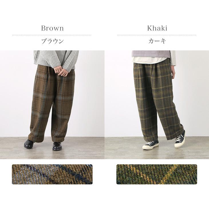 Tumugu ツムグ ウール ツイード チェック パンツ レディース 日本製 ワイド イージーパンツ Gochi 通販 Yahoo ショッピング