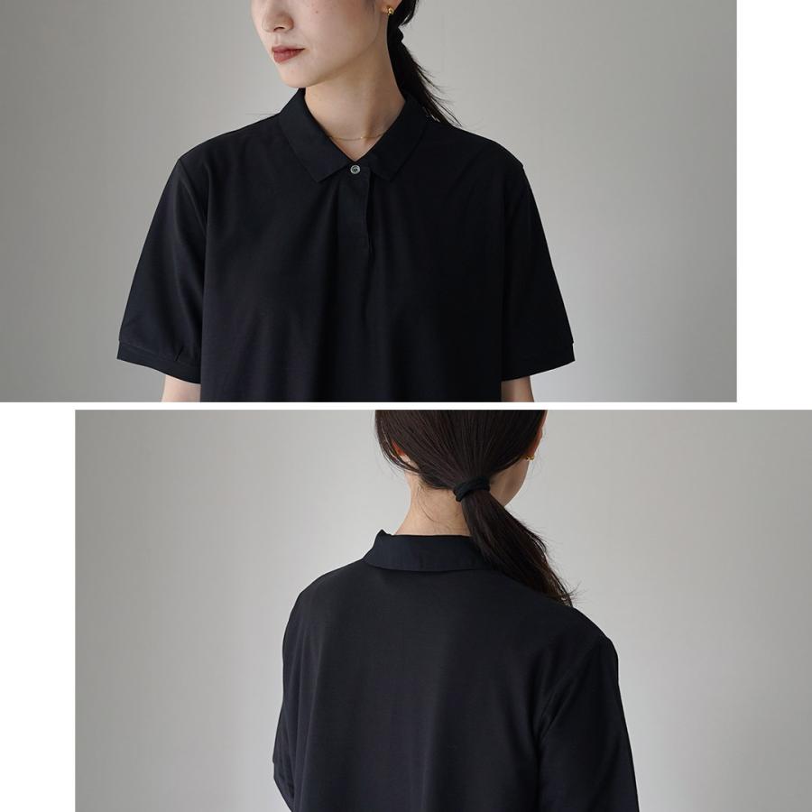 MidiUmi ミディウミ ポロシャツ 黒ブラック レディース MidiUmi（ミディウミ） ポロ ノースリーブ プルオーバー 日本製
