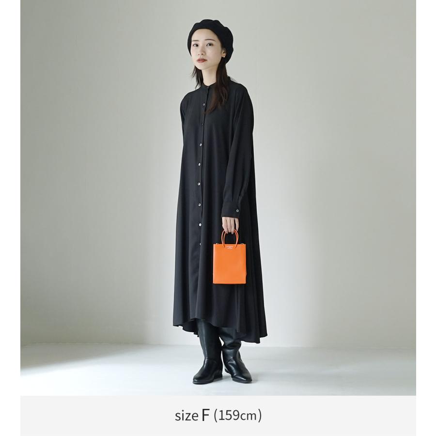 mizuiro ind（ミズイロインド） T/R スタンドカラー フレア ワンピース 