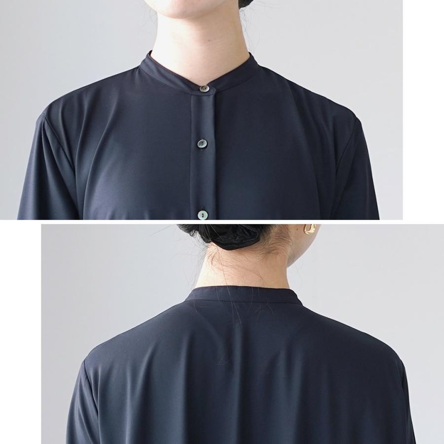 美品 ミズイロインド Aライン フレア シャツ ワンピース mizuiroind mizuiro ind（ミズイロインド） T/R スタンドカラー フレア ワンピース