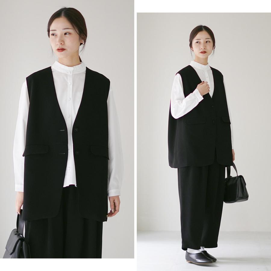 tumugu（ツムグ） コットンサテン タック衿 ブラウス / レディース