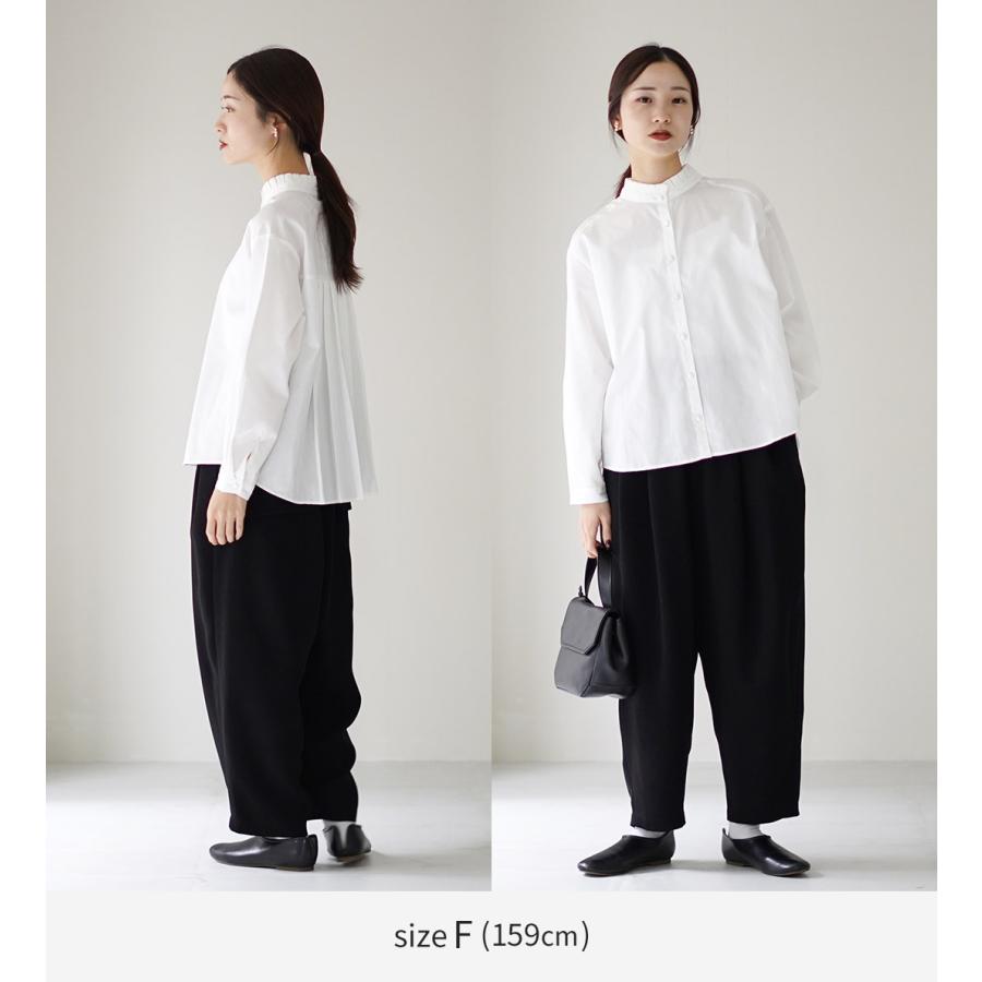 tumugu コットンサテン タック衿 ブラウス tumugu（ツムグ） コットンサテン タック衿 ブラウス / レディース