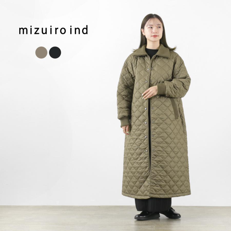 mizuiro ind（ミズイロインド） リブカラー キルティング ロングコート