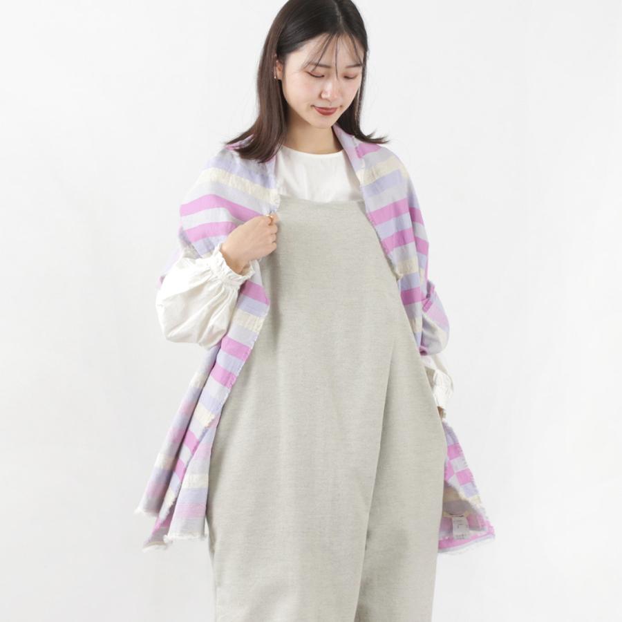 ツムグ tumugu: ブロックストライプジャガード ワンピース 麻 綿 ツムグ tumugu: ブロックストライプジャガード ワンピース 麻 綿