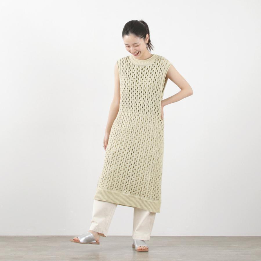 MIDIUMISOLID（ミディウミソリッド） メッシュ ノースリーブワンピース