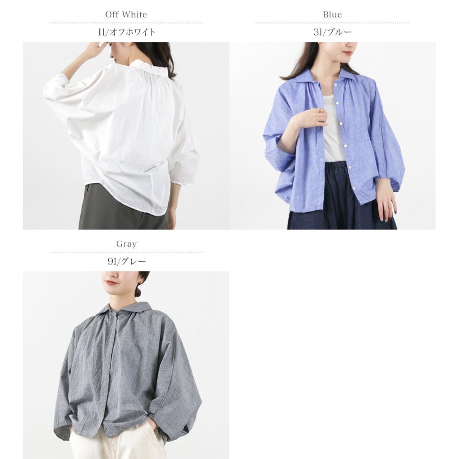 MIZUIRO IND（ミズイロインド） ギャザー ドルマンシャツ / レディース