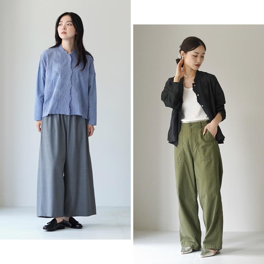 mizuiroind（ミズイロインド） レース スタンドカラー シャツ