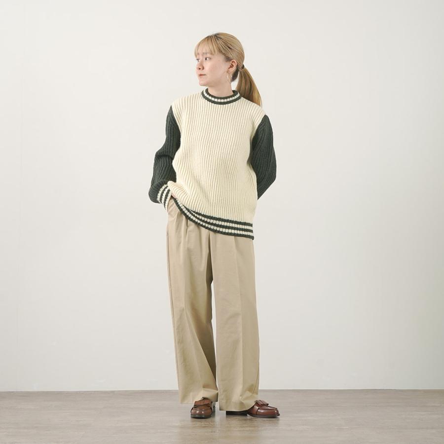 KERRY WOOLLEN MILLS カラー別注 フィッシャーマンリブ クルーネック セーター ウィズ ライン｜daigochi｜08