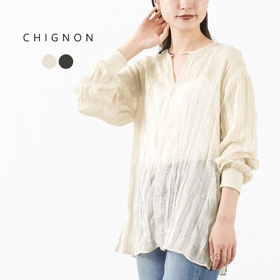 CHIGNON CHIGNON（シニヨン） シアーチェック ワッシャーブラウス 