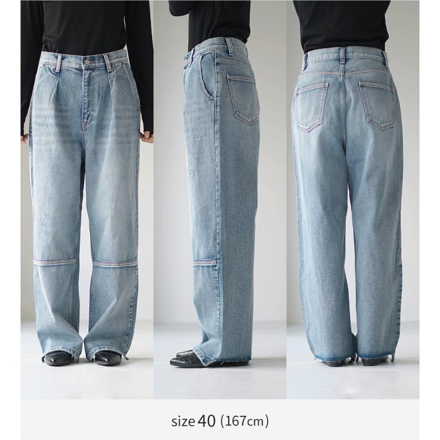 ベストセラー YENN 定価2.6万 タック ワイド デニム パンツ 40 YENN タックワイドデニム 40サイズ