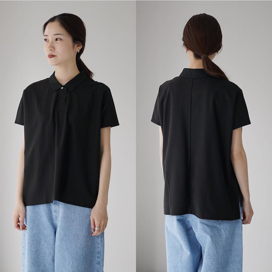 MidiUmi ミディウミ ポロシャツ 黒ブラック レディース MidiUmi（ミディウミ） ポロ ノースリーブ プルオーバー 日本製