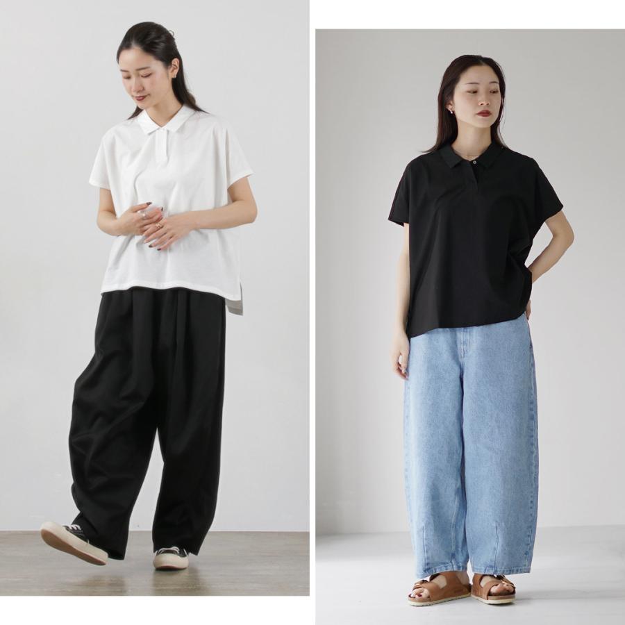 MidiUmi ミディウミ ポロシャツ 黒ブラック レディース MidiUmi（ミディウミ） ポロ ノースリーブ プルオーバー 日本製