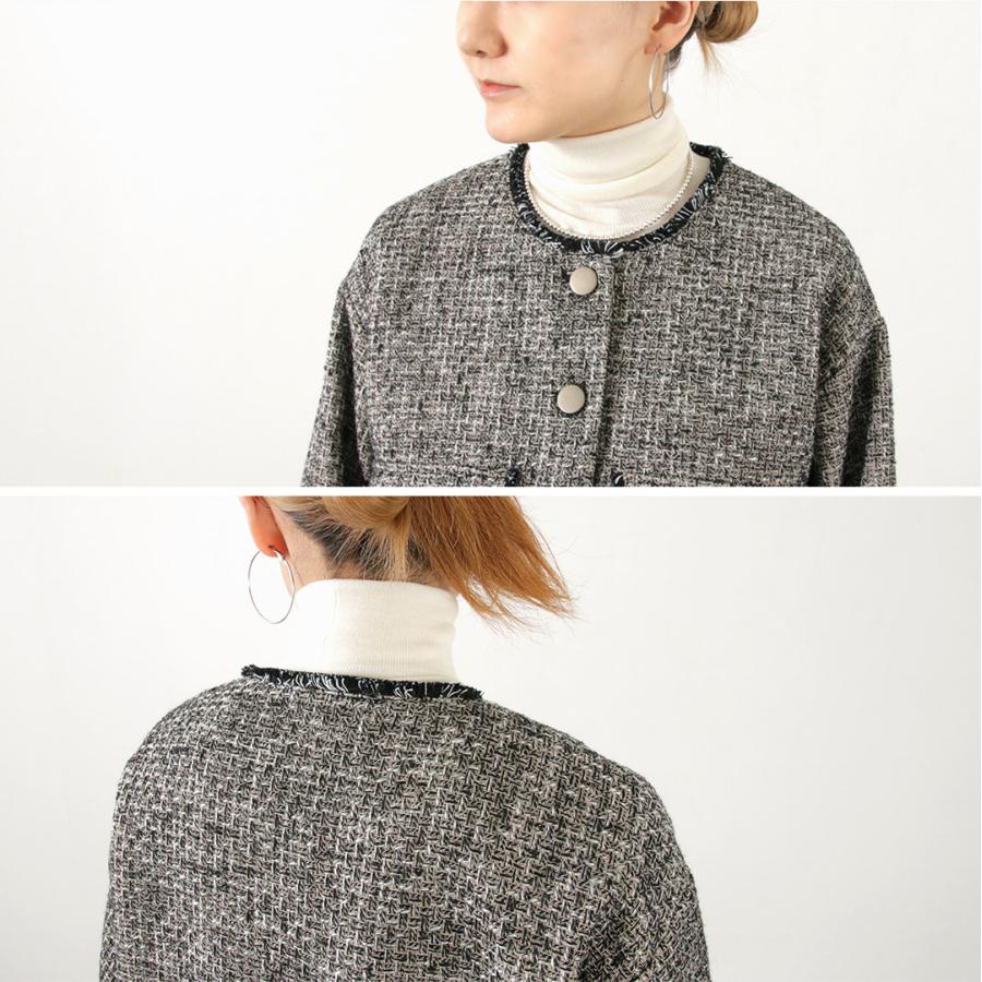 KHAKI（カーキ） ツイード ミリタリージャケット / レディース ノーカラージャケット ライトアウター 18851GochI by