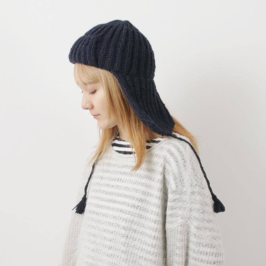 【oldhoney】【24/aw】ニット帽/フライトキャップ kha:ki（カーキ） ハンドニット フライトキャップ / レディース ニット
