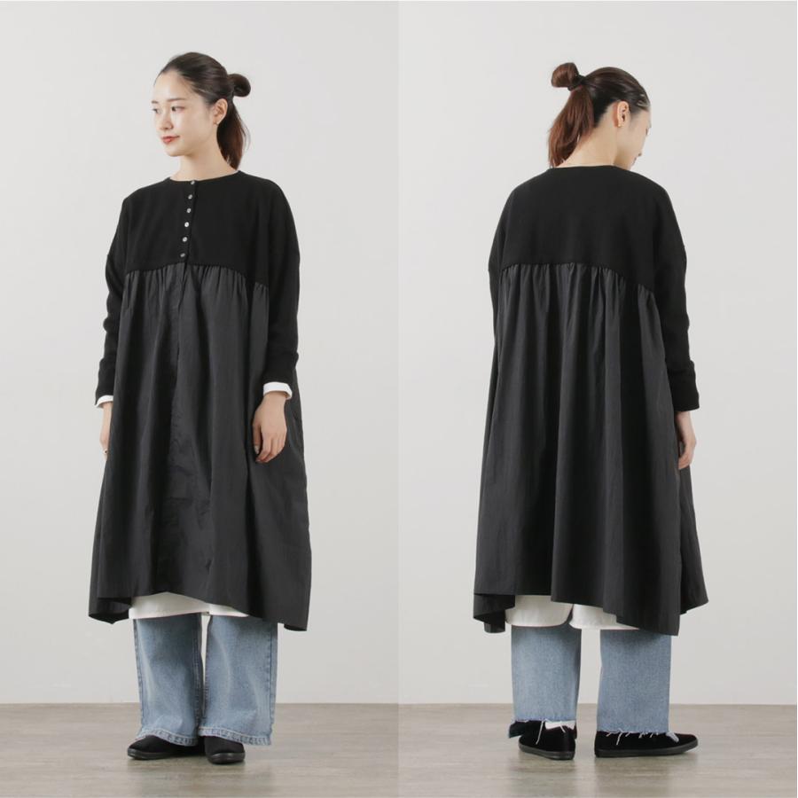 美品】モユル ロングカーディガン 羽織り 変形 異素材切替 M ~ L ブラック mao made（マオメイド） カラー別注 異素材切り替え ワイド2WAY