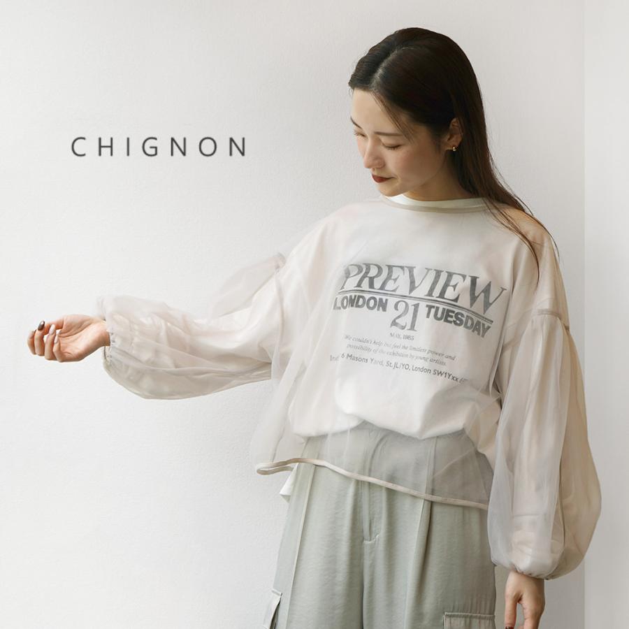 新品CHIGNONシアートップスamerivintageドゥーズィエムクラス CHIGNON（シニヨン） シアーチュールボリューム ブラウス / レディース