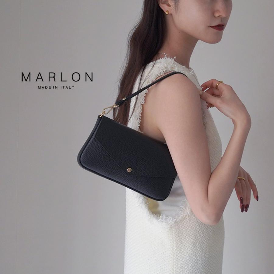 レディース 極美品 MARLONFIRENZE マーロン シボ革 2way レザー ブラック