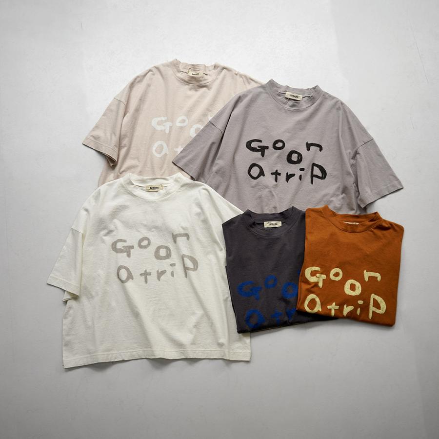 TUMUGU（ツムグ） ラフィ天竺 モックネック プリントT ( go on a trip ) 日本製 / レディース 半袖 5分袖の画像