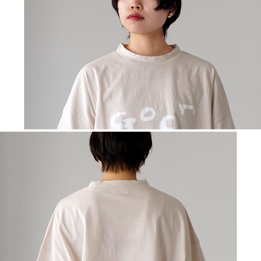 TUMUGU（ツムグ） ラフィ天竺 モックネック プリントT ( go on a trip ) 日本製 / レディース 半袖 5分袖の画像