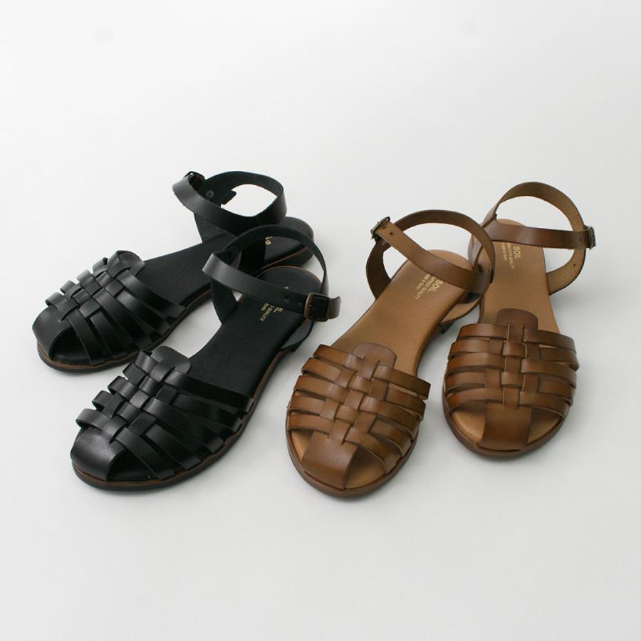 アメリMESH FLAT SANDALブラックL美品 SOIL（ソイル） アンクルストラップ メッシュサンダル / レディース 靴