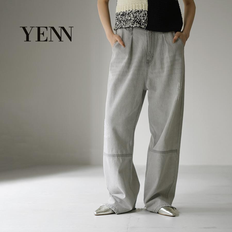 YENN⭐︎新品・未使用、デニム⭐︎ハイライズタックワイドパンツ YENN（イェン） ハイライズ タックワイドパンツ / レディース