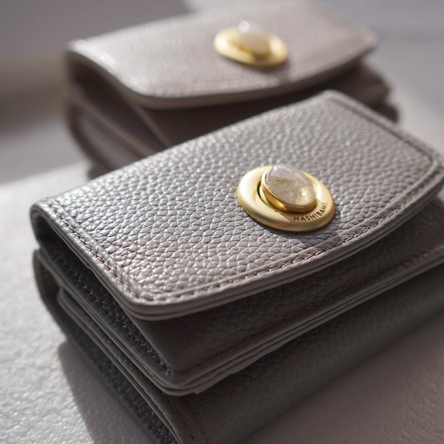 Hashibami ハシバミ　三つ折り財布　レザー　天然石 Hashibami（ハシバミ） 天然石 ミニウォレット / レディース ミニ財布