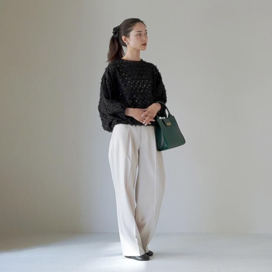 【完売品】25AW 2トーン ドットジャガード ブラウス　白 ホワイト シャギージャガードブラウス