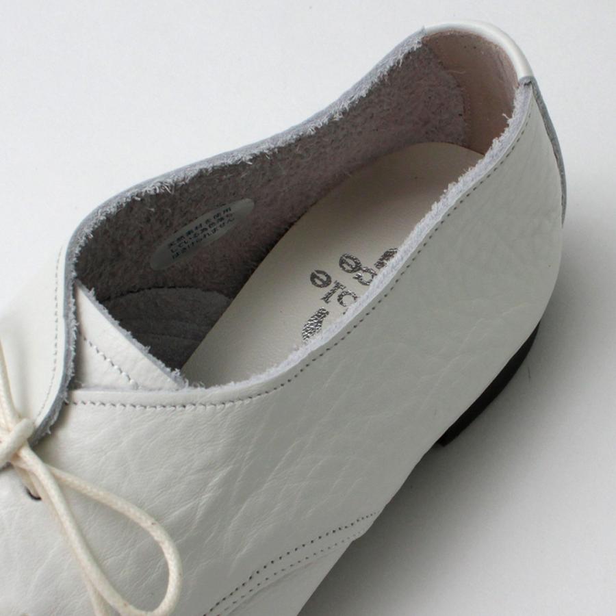 【美品】ramble dance レザー レースアップシューズ 23cm 白 ramble dance（ランブルダンス） シュリンクレザー レースアップ