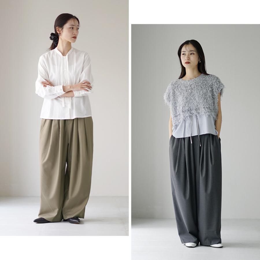 mizuiroind（ミズイロインド） ワイド タック パンツ 日本製