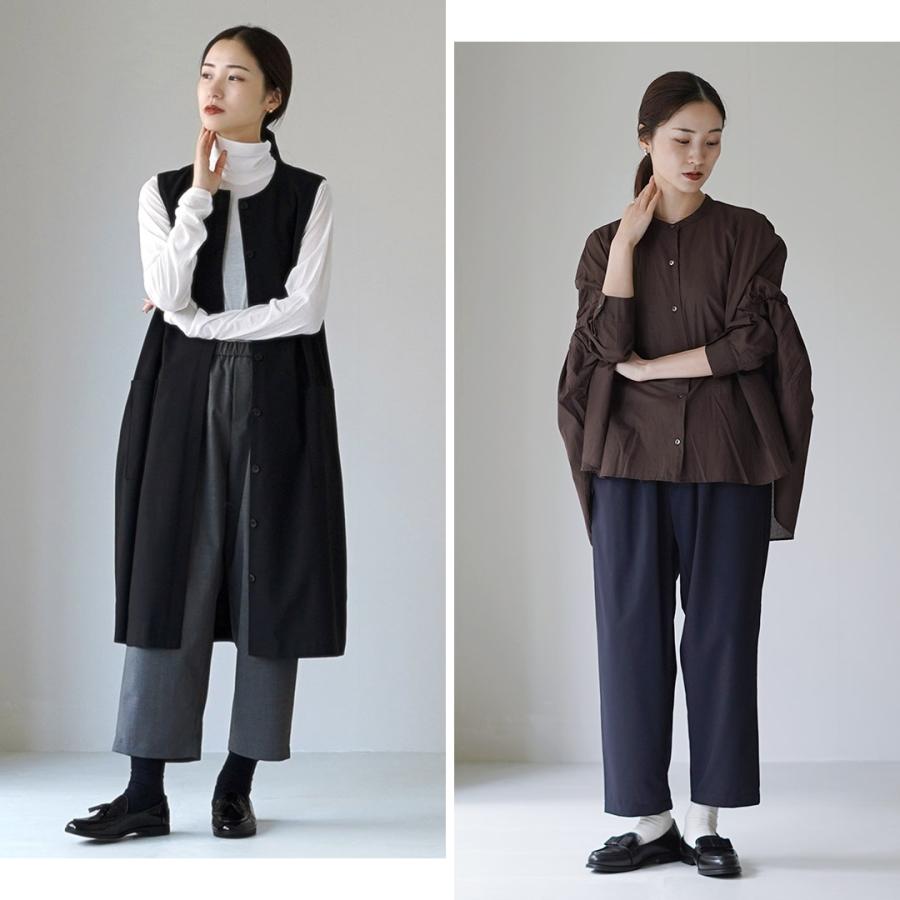 ミズイロインド ガウチョパンツ ワイドパンツ クロップド M相当 極美品 mizuiroind（ミズイロインド） T/W ツイル タック イージーパンツ