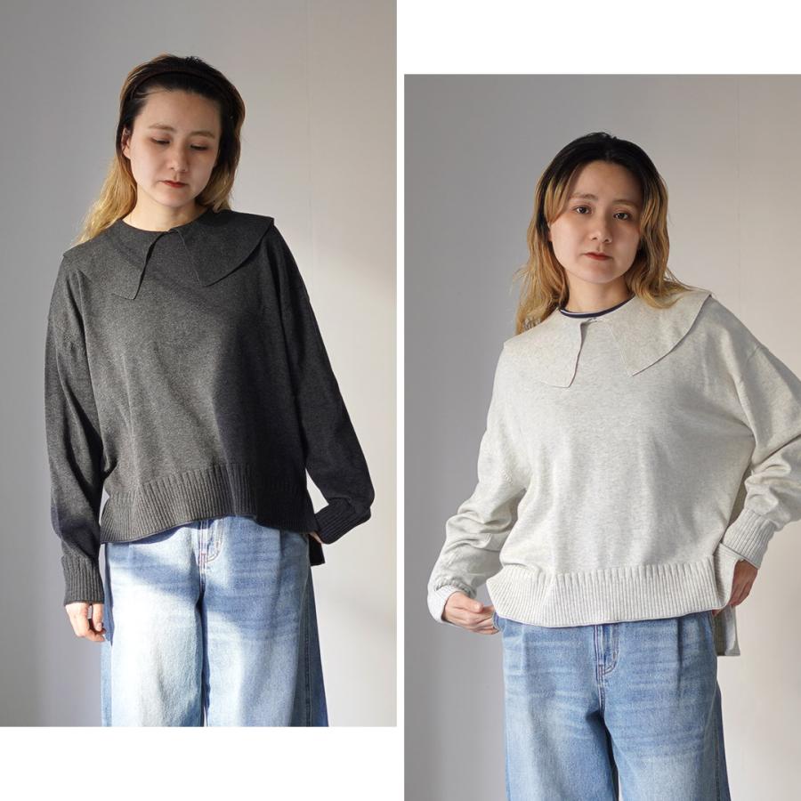 tumugu（ツムグ） ランダムリブニット 襟付きプルオーバー