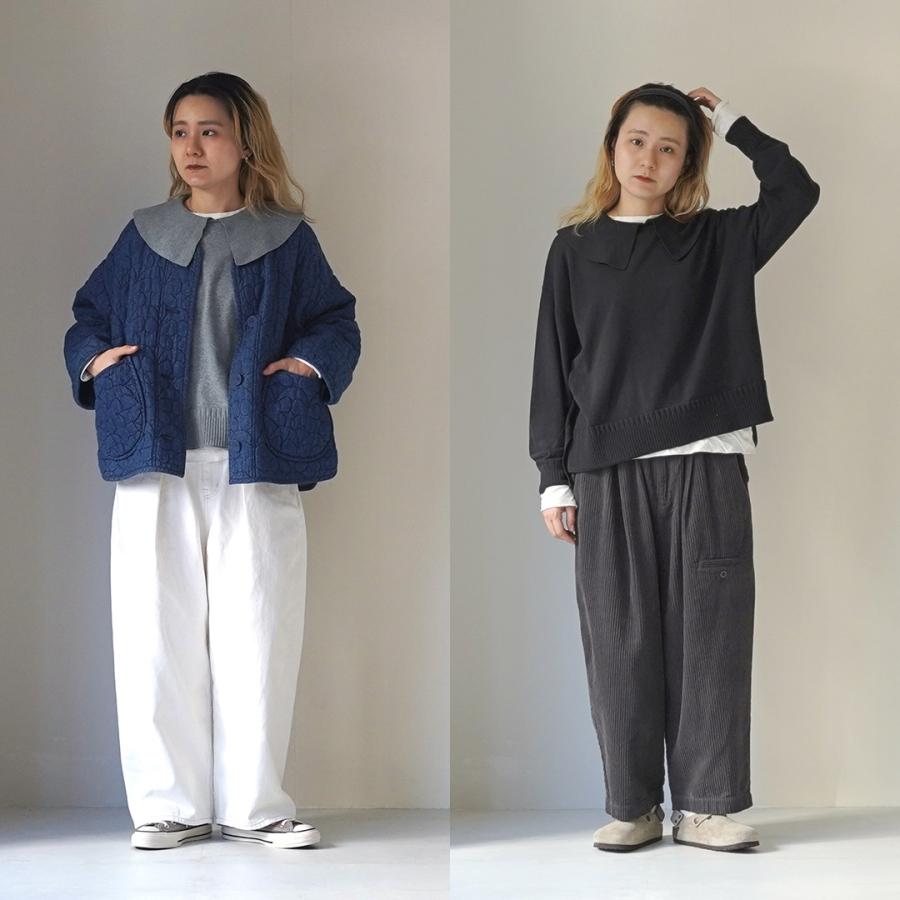 tumugu（ツムグ） ランダムリブニット 襟付きプルオーバー