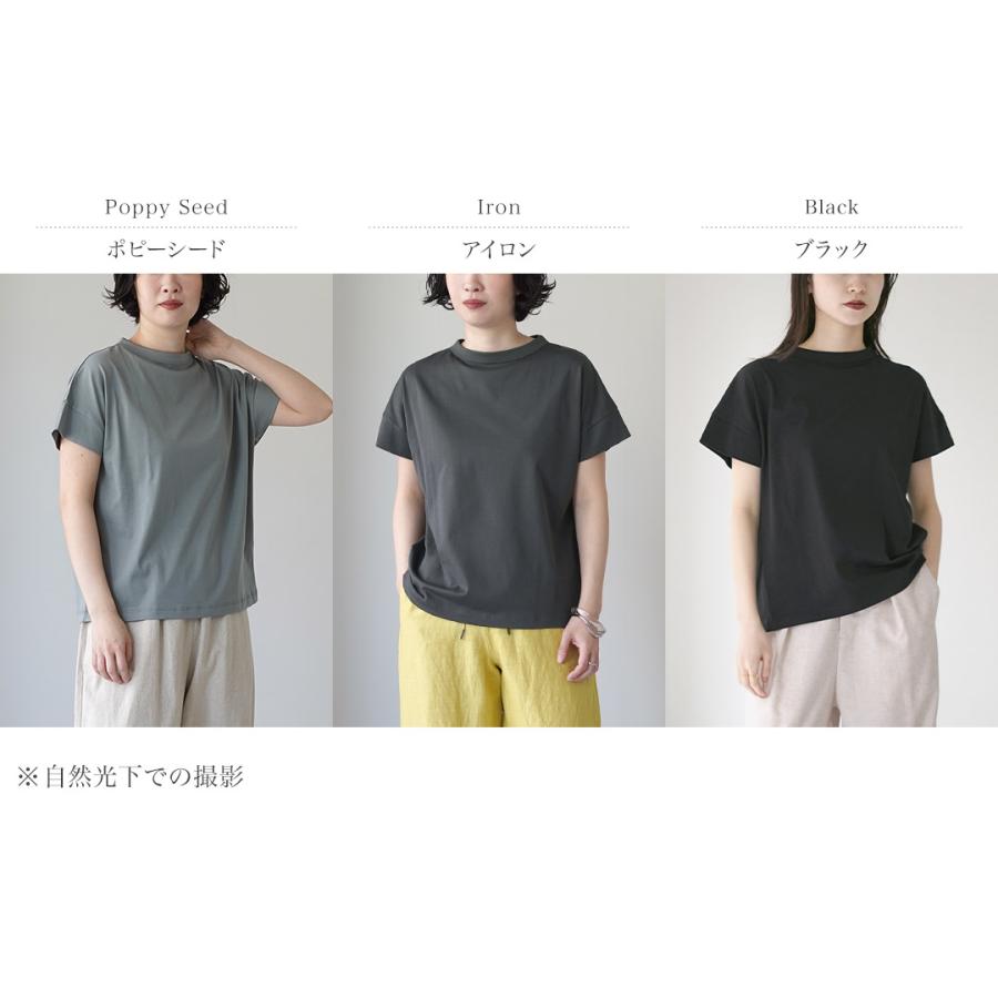 handvaerk  ボトルネック ハーブスリーブTシャツ handvaerk（ハンドバーク） 60/2 ボトルネック ショートスリーブT