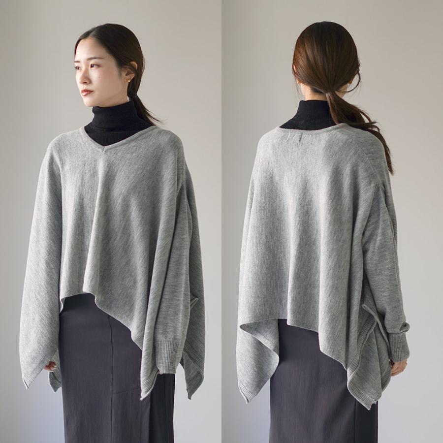 mao made（マオメイド） メリノウール イレギュラーヘム Vネックプル