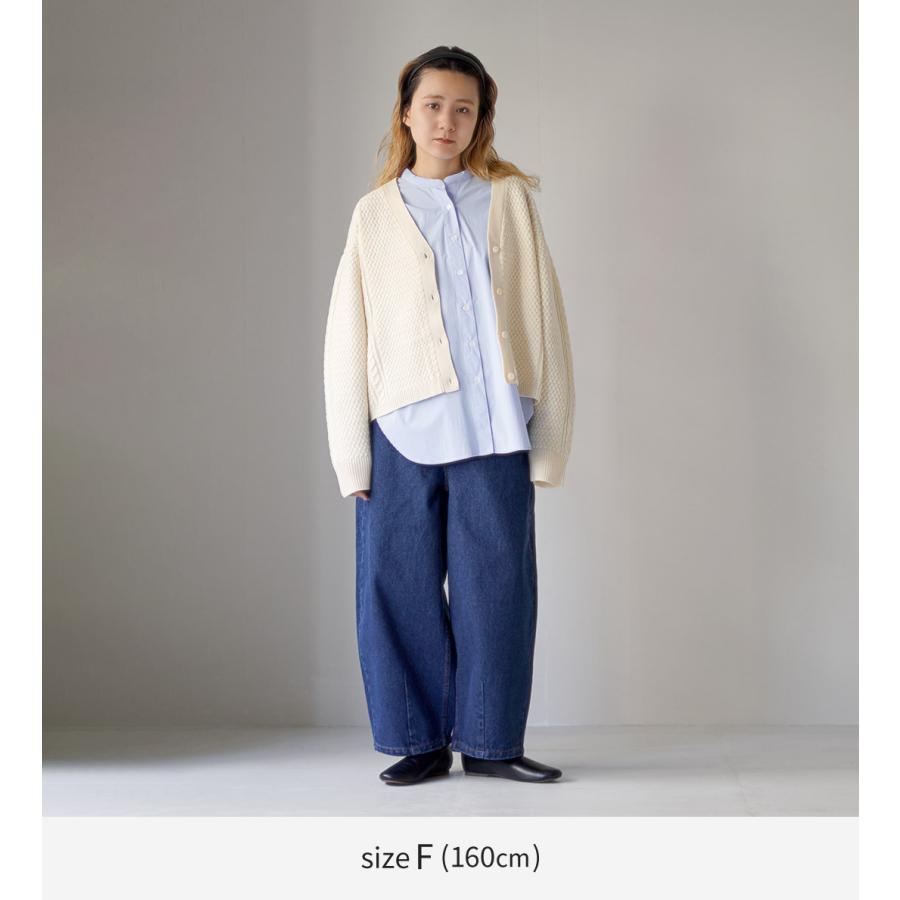 美品  ウールショートカーディガン 長袖カーディガン レディース MidiUmi（ミディウミ） ケーブル ショートカーディガン / レディース