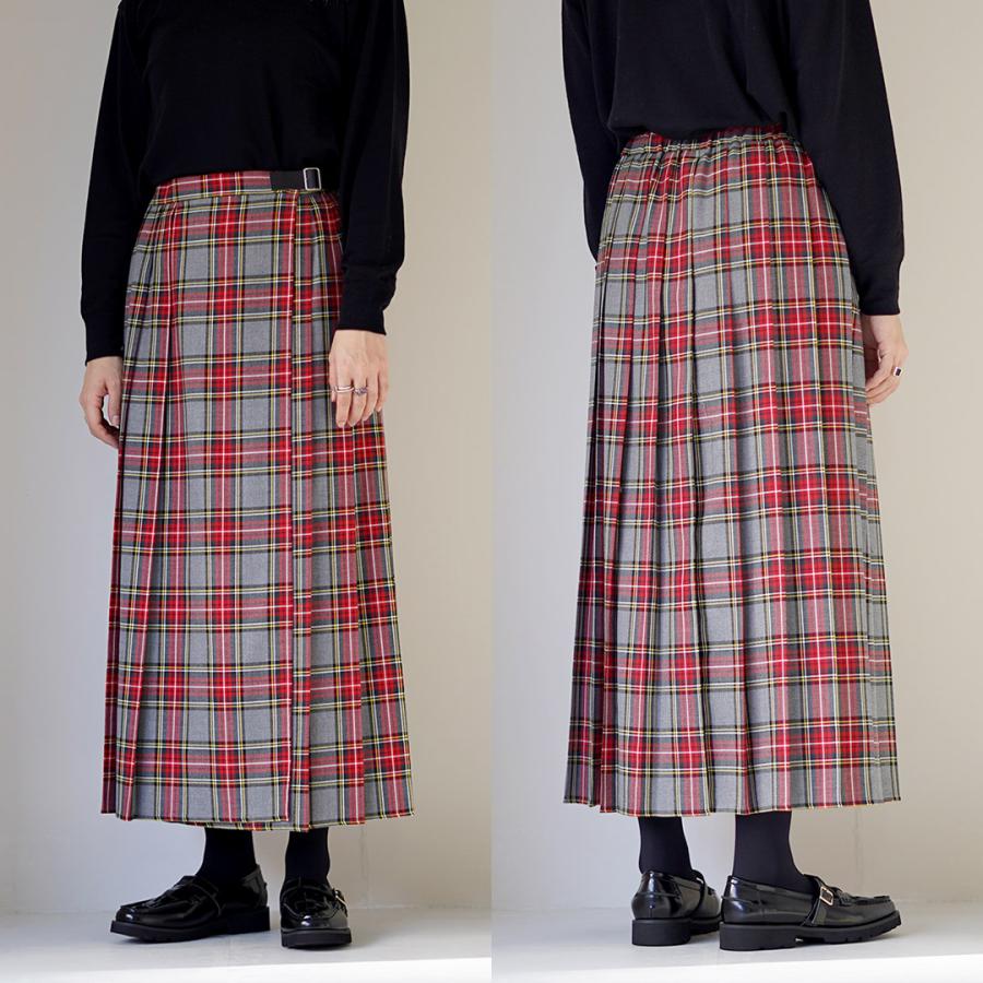 MidiUmi（ミディウミ） ラップ プリーツ スカート / タータンチェック