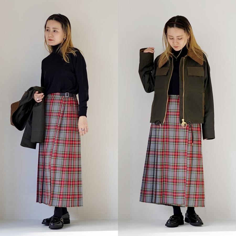 MidiUmi（ミディウミ） ラップ プリーツ スカート / タータンチェック