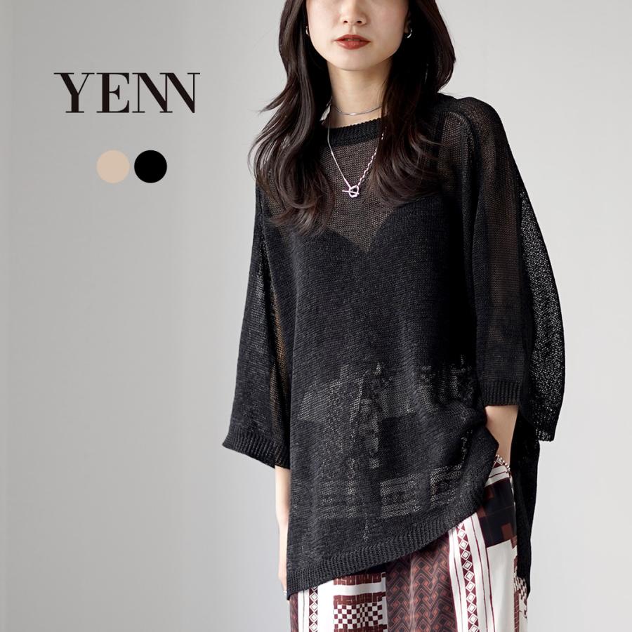 YENN YENN（イェン） シアー リネン ニットTEE / サマーニット 五分袖