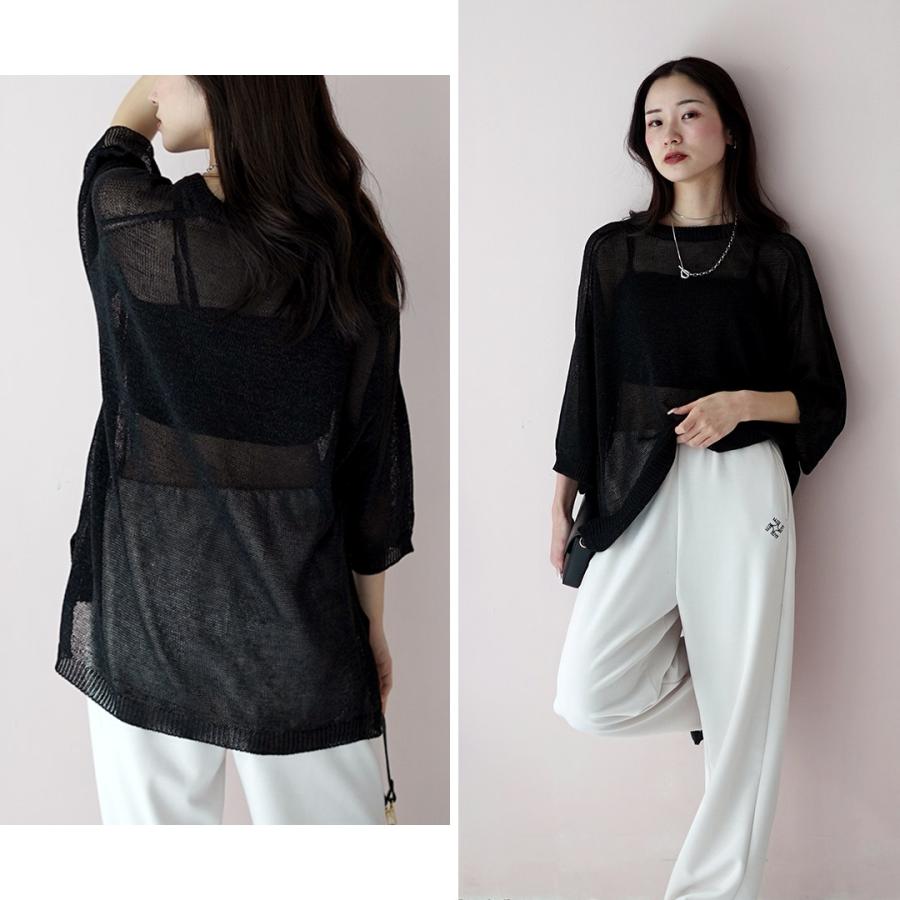 YENN YENN（イェン） シアー リネン ニットTEE / サマーニット 五分袖