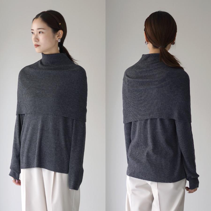 mizuiroind（ミズイロインド） ケープカラー リブプルオーバー