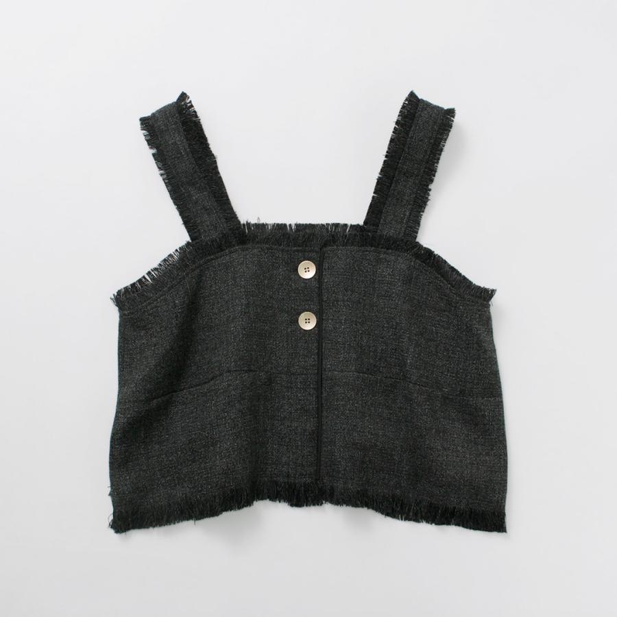 CYAN tokyo フリンジツイードベストブラックミックス CYAN TOKYOツイード フリンジ ベスト ブラック ブラウン ミックス CYAN