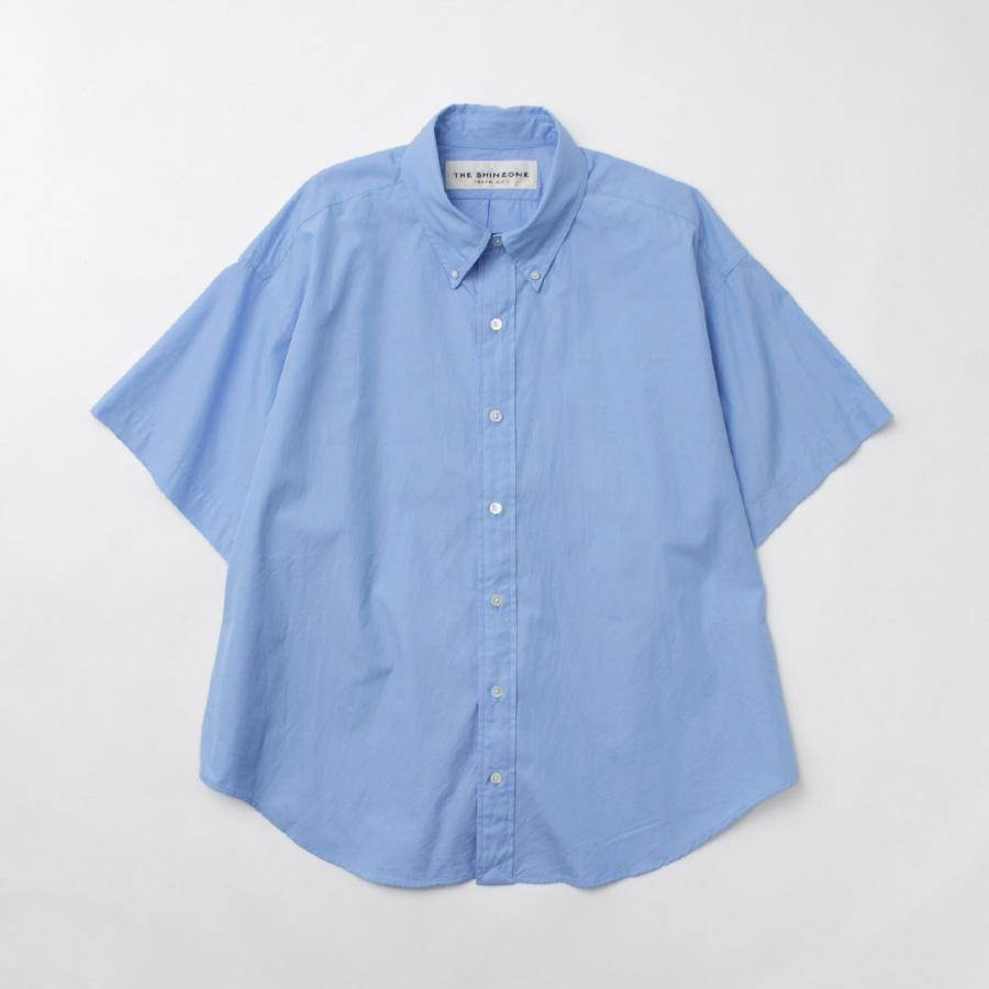 Shinzone HALF SLEEVE DADDY SHIRT ブルーシャツ
