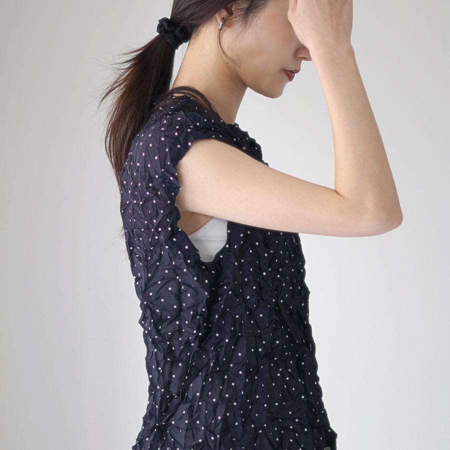 ミズイロインド ドットプリントワッシャーシャツ mizuiro ind（ミズイロインド） ドット プリント キャッチ ワッシャー