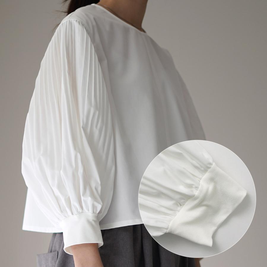 mizuiroind（ミズイロインド） プリーツ パフ スリーブ プルオーバー