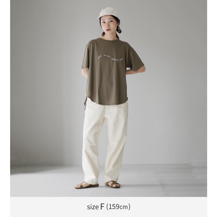 tumugu（ツムグ） DEPEND 天竺 プリント 裾ラウンドTシャツ