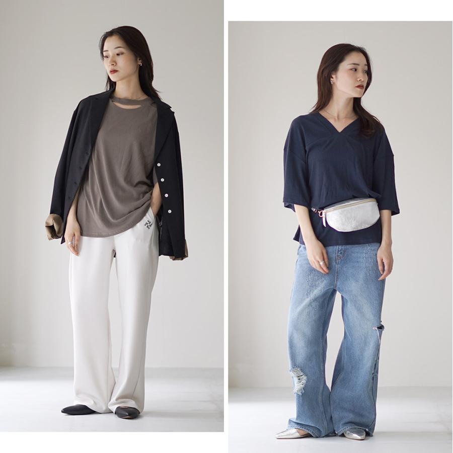 YENN YENN（イェン） 2WAY Vネック トップス / カットソー Tシャツ