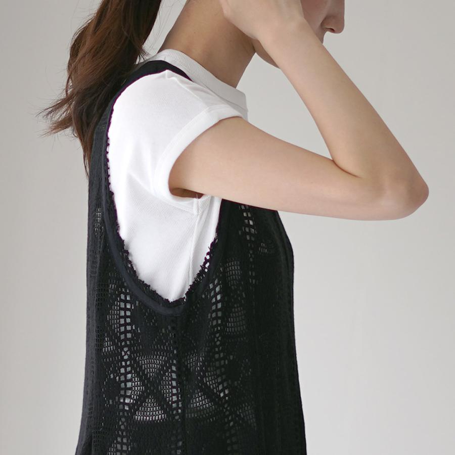 YENN（イェン） クロシェ レースワンピース / ノースリーブ ミドル丈 フレア Aライン かぎ針編み CROCHET LACE DRESSの画像